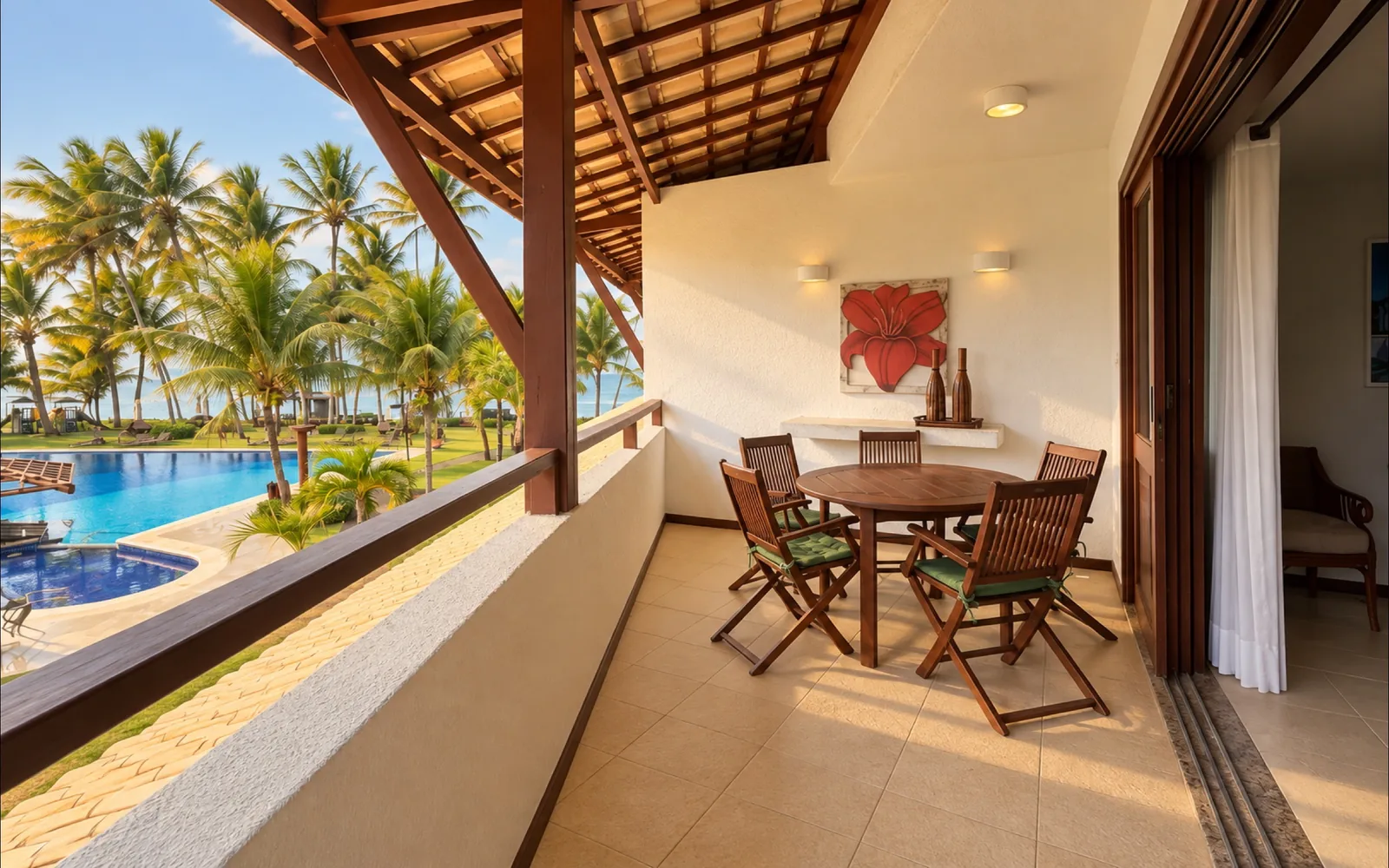 VF #01, varanda com vista para a piscina e o mar